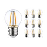 Multipack 10x Noxion Lucent Lustre LED E27 Ball Filament Clear 2.5W 250lm - 827 Extra Warm White - Replaces 25W