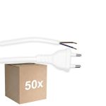 Multipack 50x Noxion Euro Supply Cable - C7 Europlug + Open Ends - White 2m - 2 pole 0,75mm2