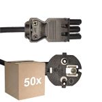 Multipack 50x Noxion GST-Compatible Supply Cable - Female + Schuko Europlug - Black 1.5m - 3 pole 0.75mm2
