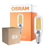 Multipack 6x Osram LED Special E14 Tubular Bulb T26 Filament Clear 4.9W 730lm - 827 Extra Warm White | Replaces 55W