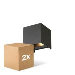 Multipack 2x D'Lite Wall Light Elingen Black Up & Down 4.9W 480lm - 830 Warm White | IP65