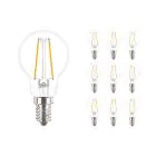 Multipack 10x Philips Corepro LED Lustre E14 Ball Filament Clear 2W 250lm - 827 Extra Warm White | Replaces 25W