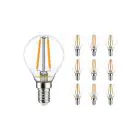 Multipack 10x Noxion Lucent Lustre LED E14 Ball Filament Clear 2.5W 250lm – Dimmable - Replaces 25W