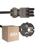 Multipack 50x Noxion GST - Compatible Supply Cable Black - Female + Schuko Europlug - 3m - 3 pole 0.75mm2