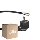 Multipack 50x Noxion Power Supply Cable Black - Schuko Europlug + Open Ends - 3m - 3 pole 0,75mm2