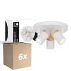 Multipack 6x D'Lite Ceiling Light Beitem Frosted White FSC Wood | Suitable For 3x GU10