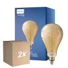 Multipack 2x Philips Classic LED Bulb E27 Pear Gold 7W 470lm - 818 Extra Warm White | Dimmable - Replaces 40W